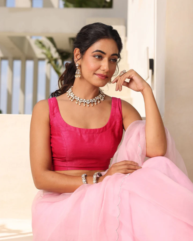Kashish Pink Silk Blouse