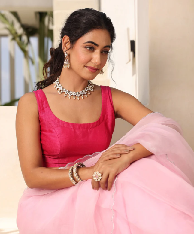 Kashish Pink Silk Blouse