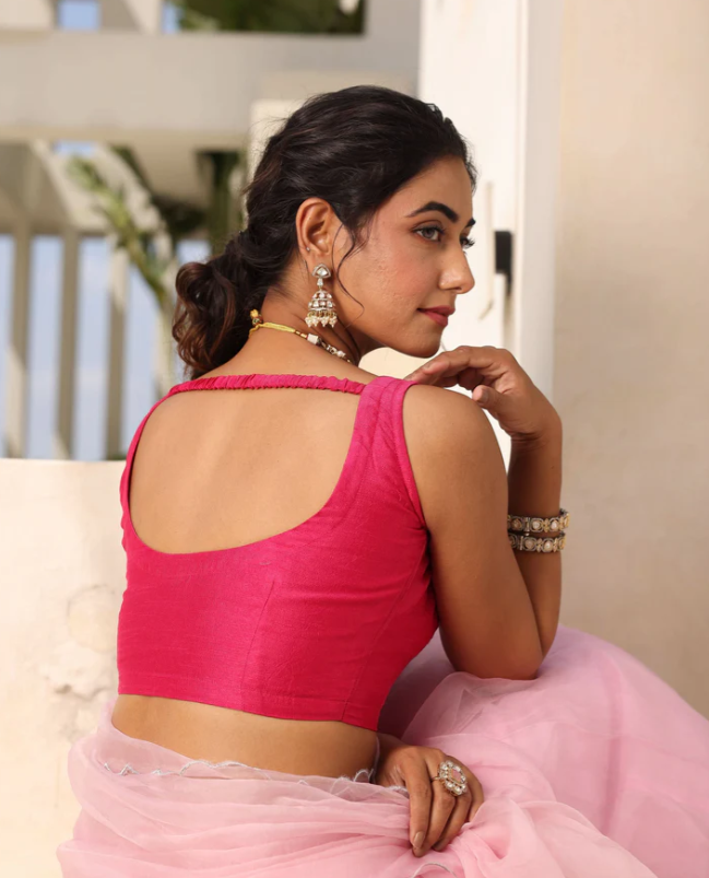 Kashish Pink Silk Blouse